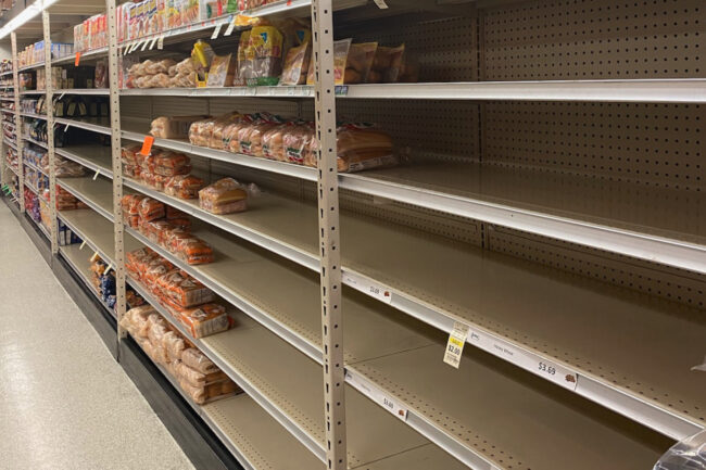 Empty bread shelves