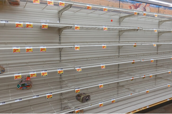 Empty bread shelves