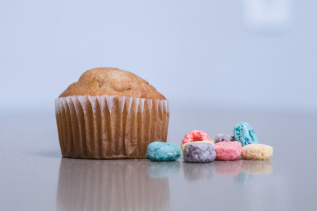 Muffin and breakfast cereal