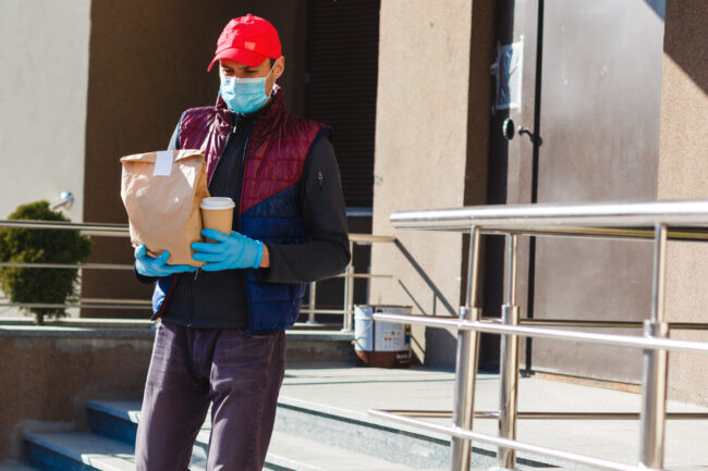 Contactless restaurant delivery man