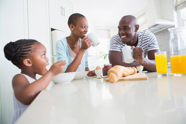 Family eating breakfast