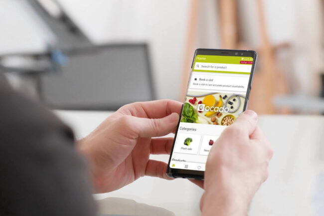 Ocado e-commerce on mobile phone