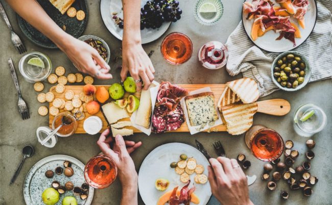 Snacks on a charcuterie board