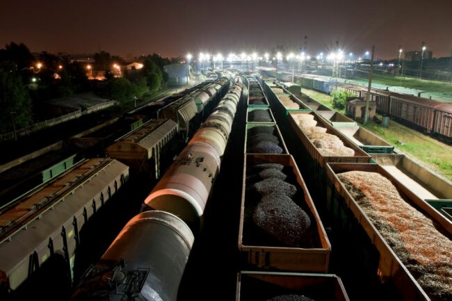 Crowded cargo train station