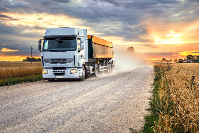 Freight truck on a gravel road