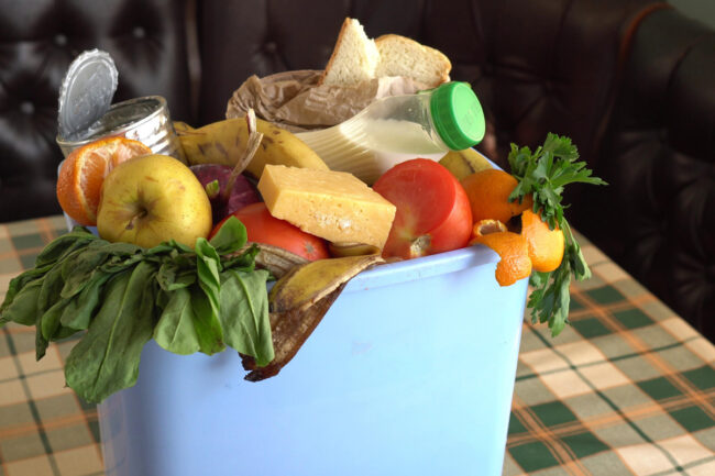 Food waste in a garbage can