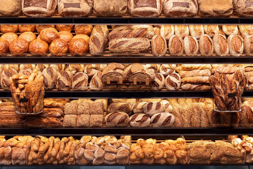 Baked foods display.