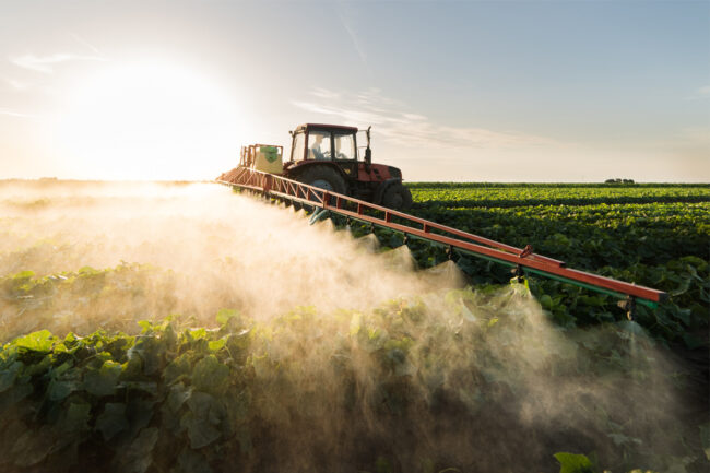 Spraying fertilizer