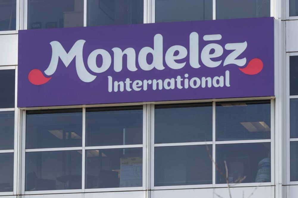 Mondelez headquarters, purple sign