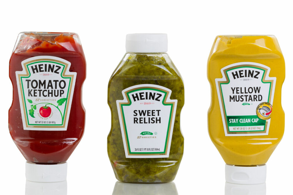 Kraft Heinz ketchup, relish and mustard.