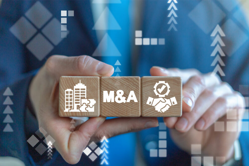 M&A stamped on blocks, M&A graphic.