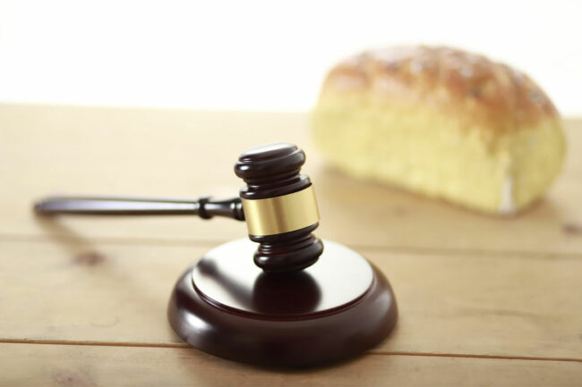 Gavel and loaf of bread