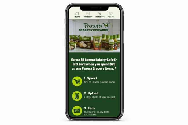 Cellphone displays Panera Rewards app