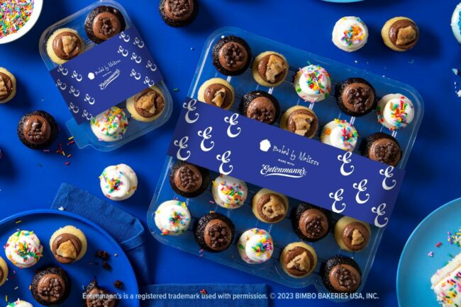 Assortment of Entenmann's cupcakes in a blue box