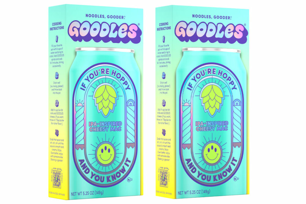 Box of Goodles IPA inspired mac n cheese