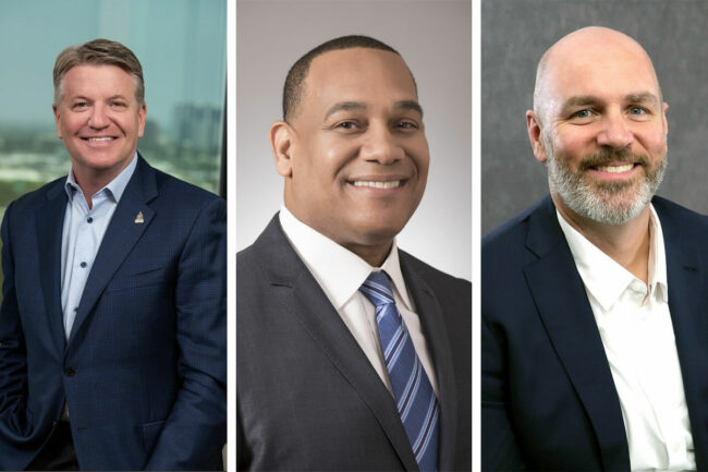 From left: Brian Dick, new president and chief executive officer; John Page, new vice president and chief administrative officer; and Brad Tingey, new chief financial officer.