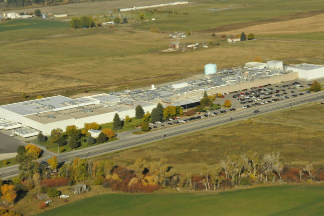 Aerial shot of plant in Richmond, Utah. 