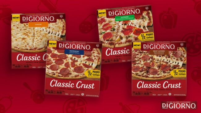 Assortment of DiGiorno Classic Crust Pizzas.