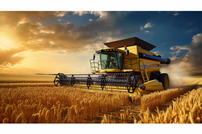 Wheat Harvest at sunrise.