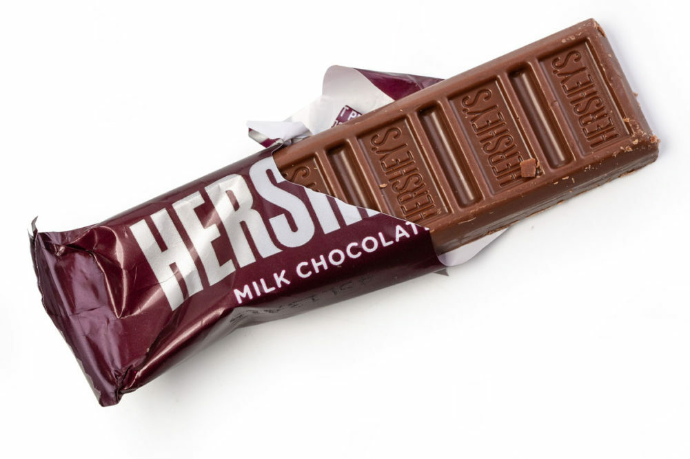 A bar of Hershey's chocolate. 