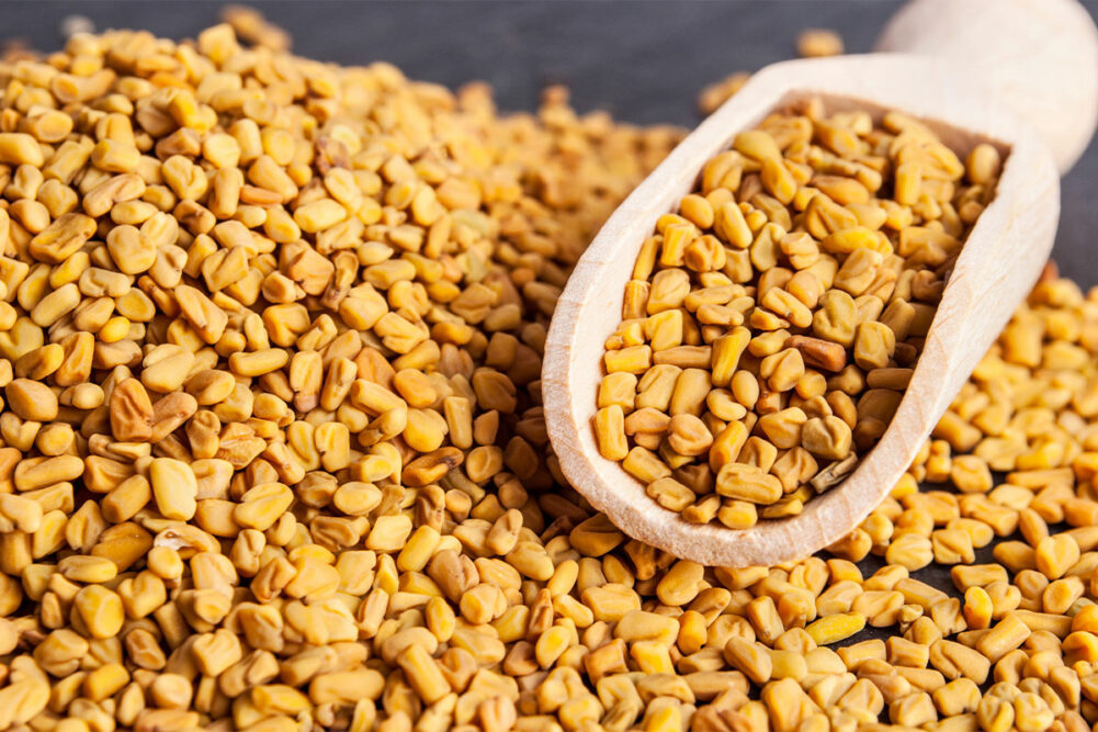 A large pile of fenugreek seeds. 