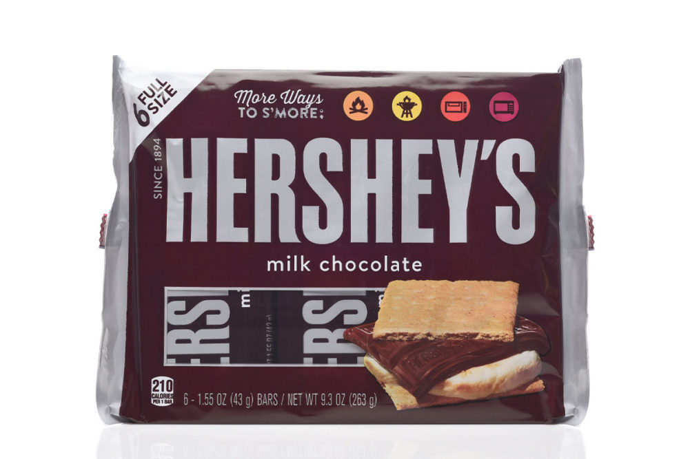 Bar of Hershey's milk chocolate. 