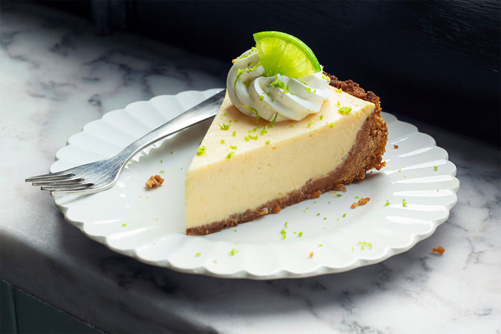 A slice of key lime pie. 