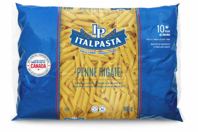 Bag of penne rigate from Italpasta.