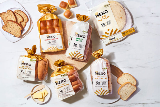 Assortment of Hero Bread products.