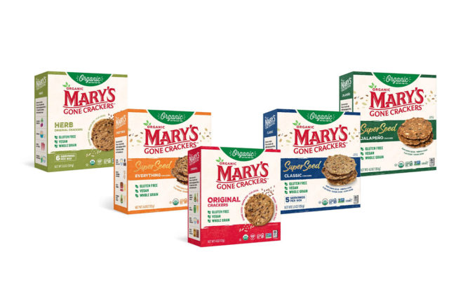 Mary’s Gone Crackers new packaging.