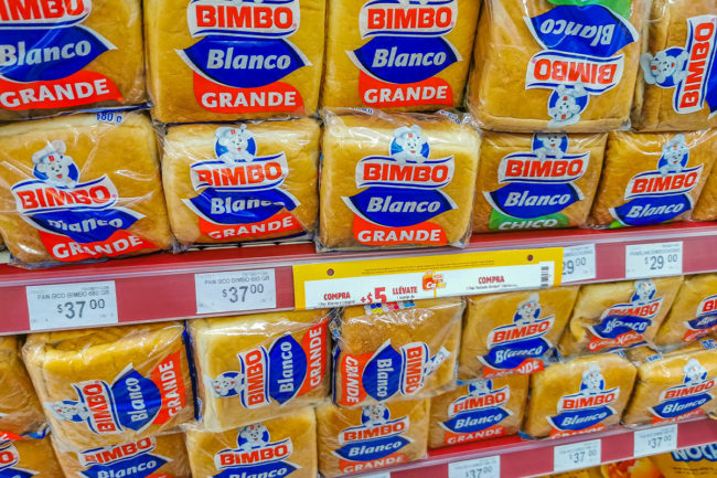 Grupo Bimbo bread loves on retail shelf. 