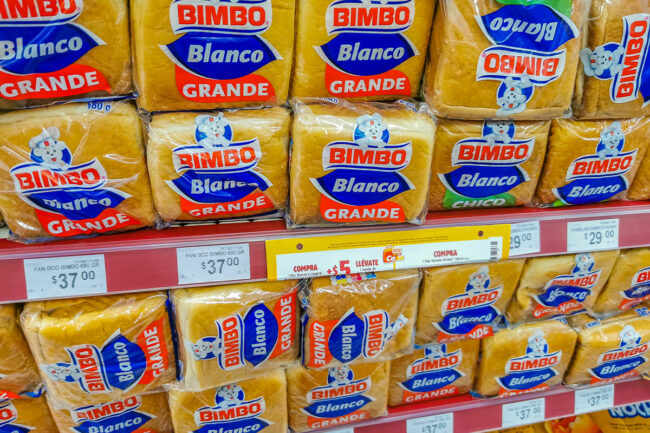 Grupo Bimbo bread loves on retail shelf. 