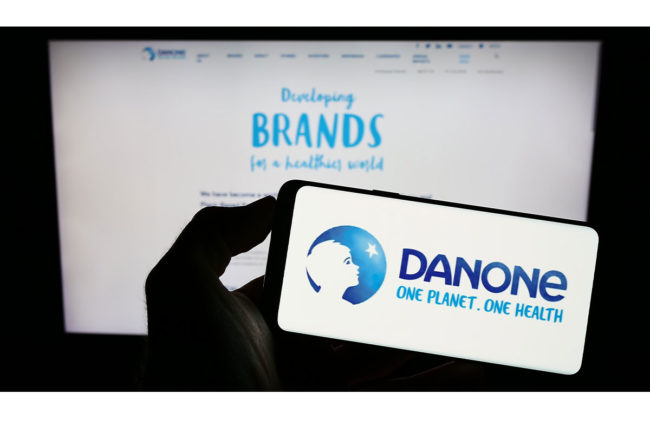 Danone logo on phone. 