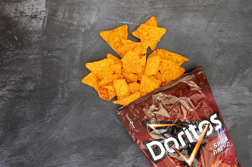 Spicy Nacho Doritos. 