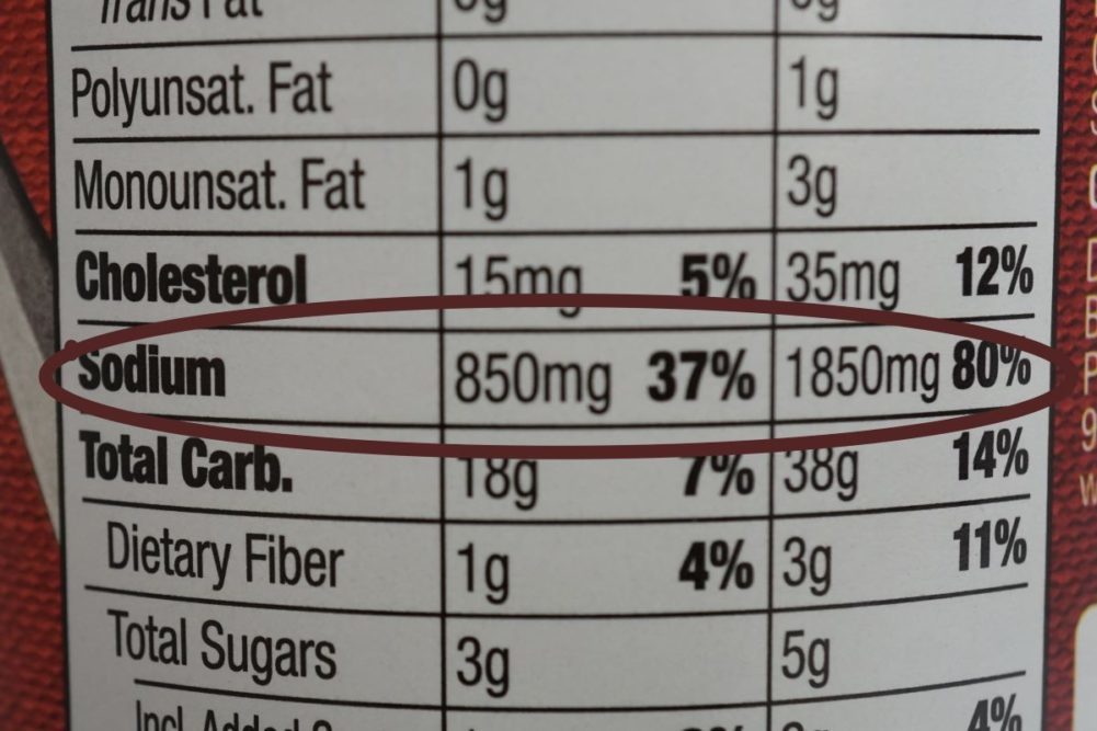 Sodium on nutrition label. 