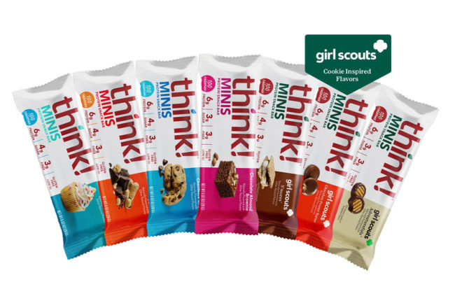 Assortment of Think! Minis protein snack bars. 