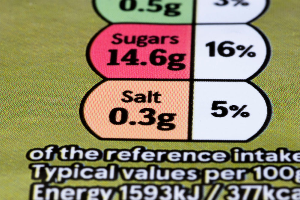 Sugar labeling chart. 