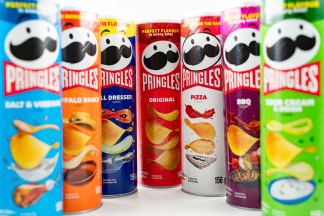 Assortment of Pringles flavors. 