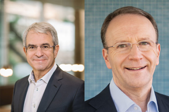 Laurent Freixe has been named chief executive officer of Nestle SA, taking over from Ulf Mark Schneider (right). 