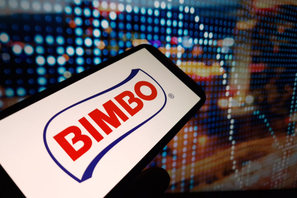 Grupo Bimbo logo on cellphone. 