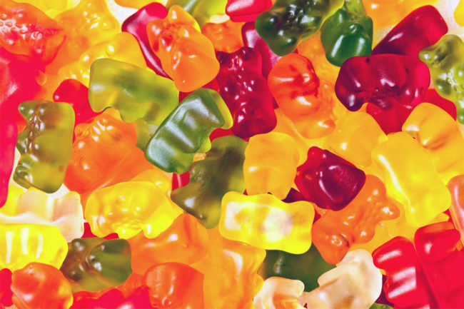 Close-up of pile of gummy bears. 