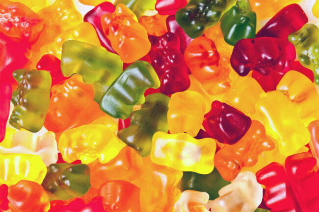 Close-up of pile of gummy bears. 