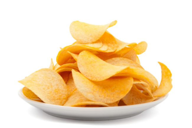 Plate of Pringles-style chips. 