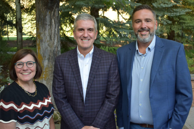 From left, Jane DeMarchi, president of the North American Millers’ Association; Tedd Kruse, ADM Milling and Baking Solutions, NAMA’s new chair; and Chris Giguere, Iowa Corn Processors LC, NAMA vice chair.