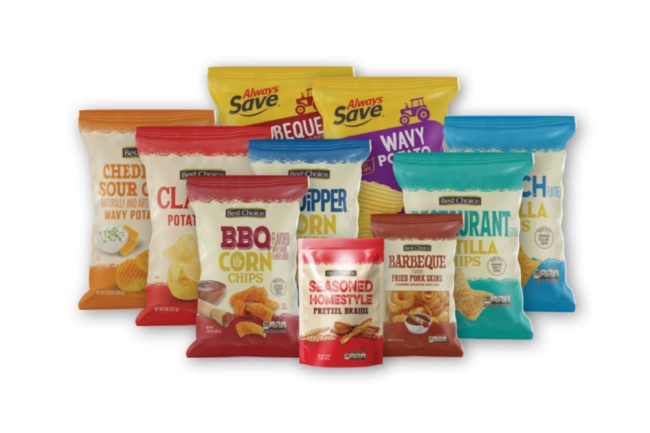 Assortment of AWG Brands chips. 