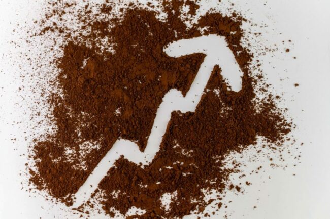 Powdered cocoa with arrow.