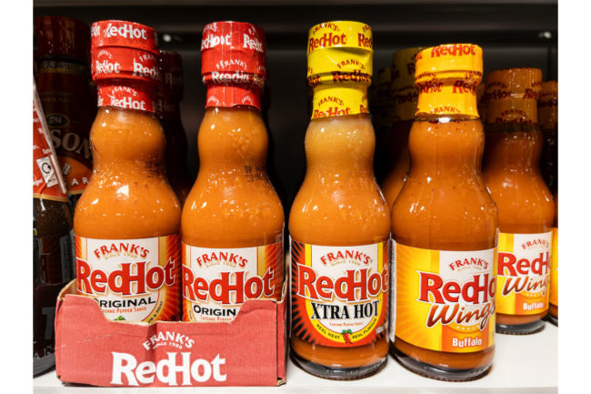 Frank's Red Hot sauces at the grocery store. 