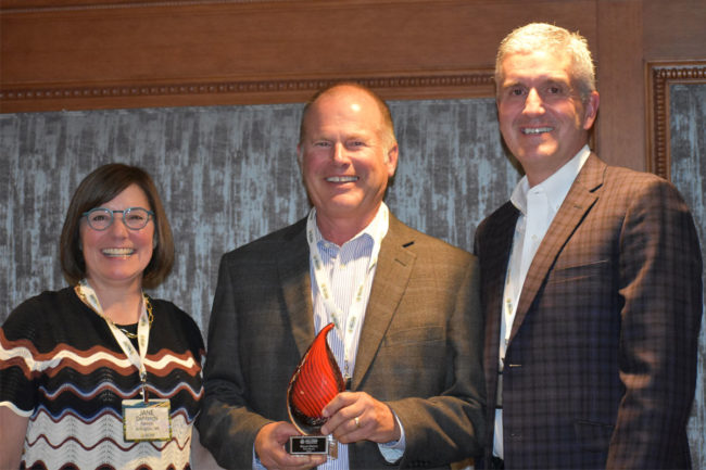 from left: Jane Demarchi of NAMA, Brian Doyle of King Milling Co and Todd Kruse, president of ADM. 