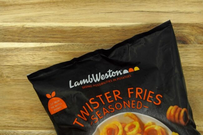 Bag of Lamb Weston frozen french fries. 