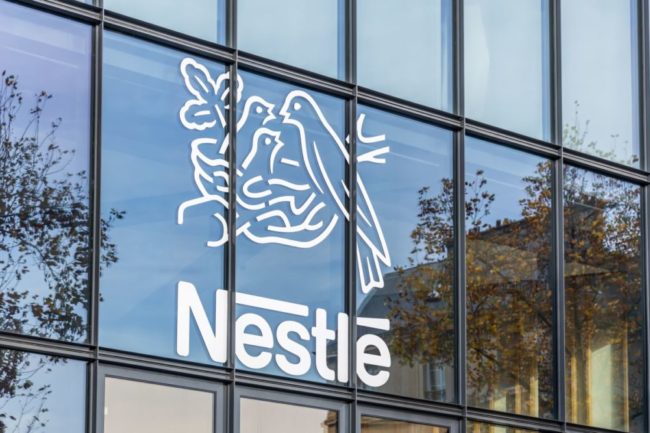 Nestle logo on building. 